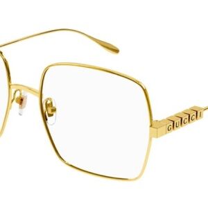 Gucci Gold Oversized Square Metal Glasses - Women's Accessories